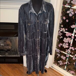 Umgee Dark Blue Velvet Long Sleeve Dress NWOT